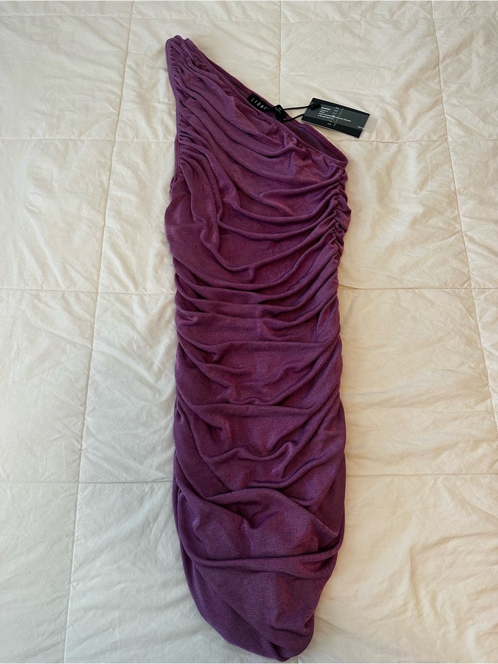 Lioness One-Shoulder Ruched Purple Dress